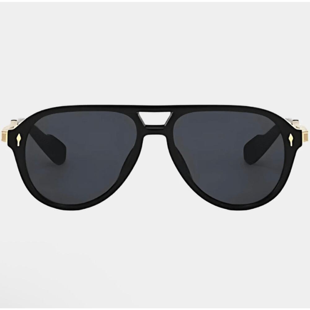 NEW VZN Frames Sainte Maxi | Onyx Black Round Aviator Sunglasses - Picture 3 of 7